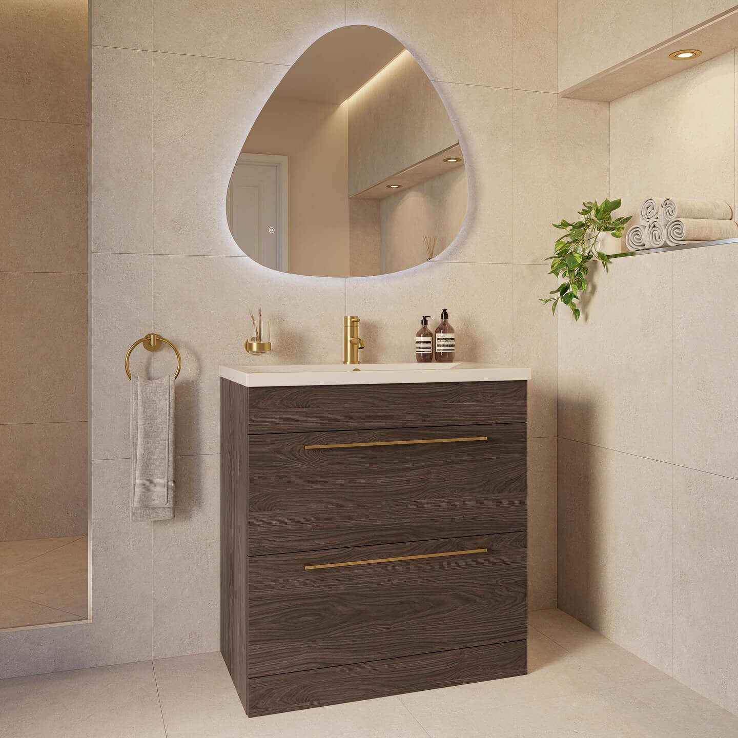 Warm & Inviting Brown Vanity Bathroom Ideas 11