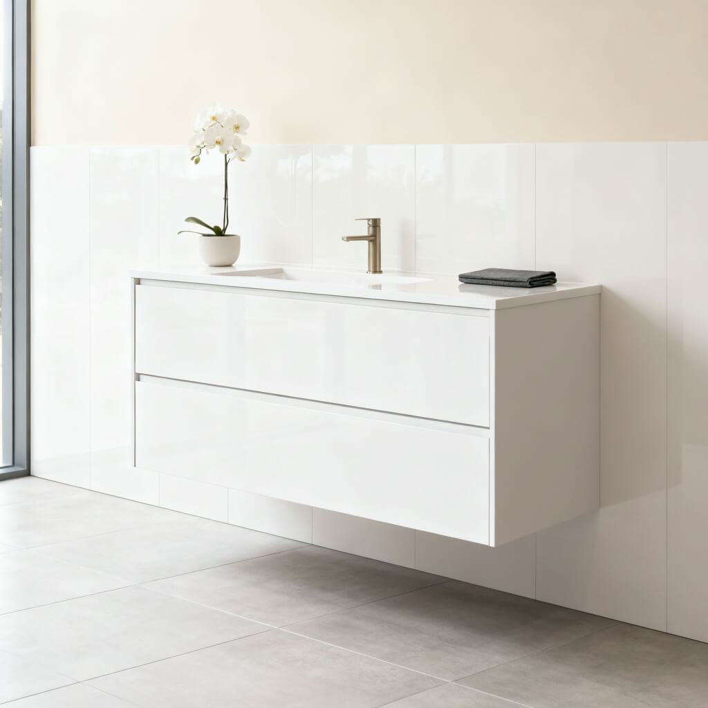 Elegant White Vanity Bathroom Ideas 14