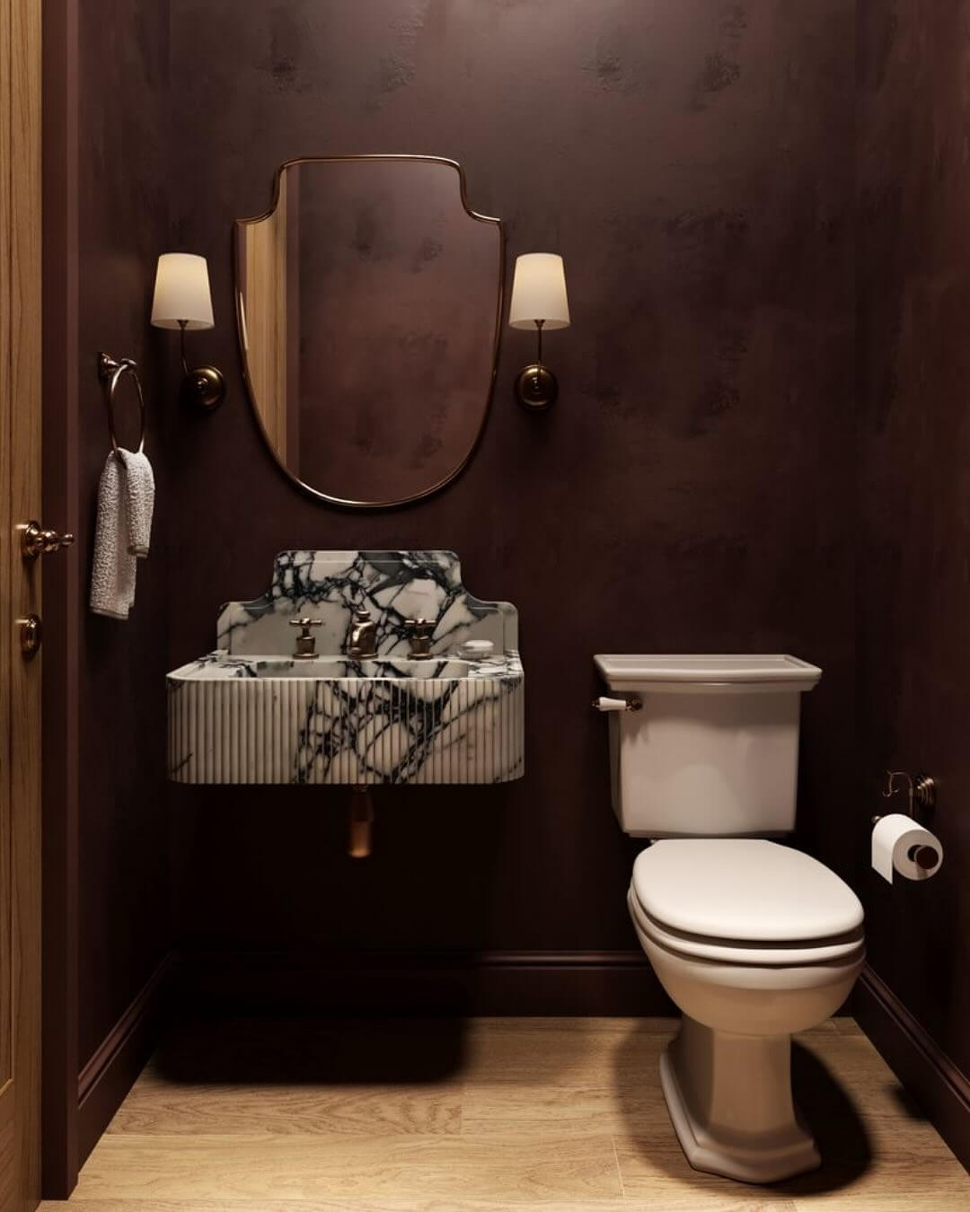 Best Moody Bathroom Ideas with Rich Tones 16