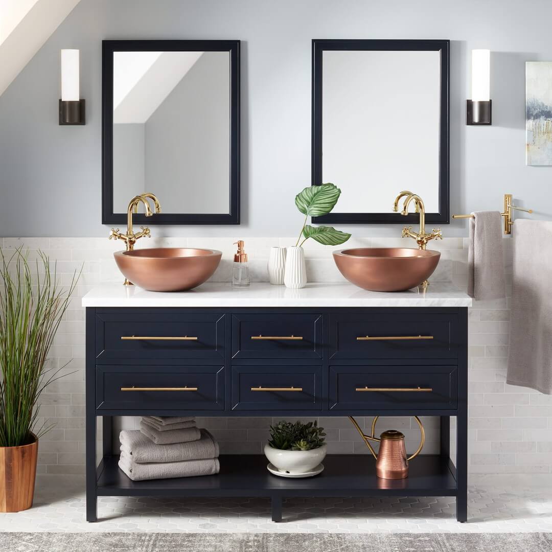 Navy Blue Vanity Bathroom Ideas for Bold Elegance 6