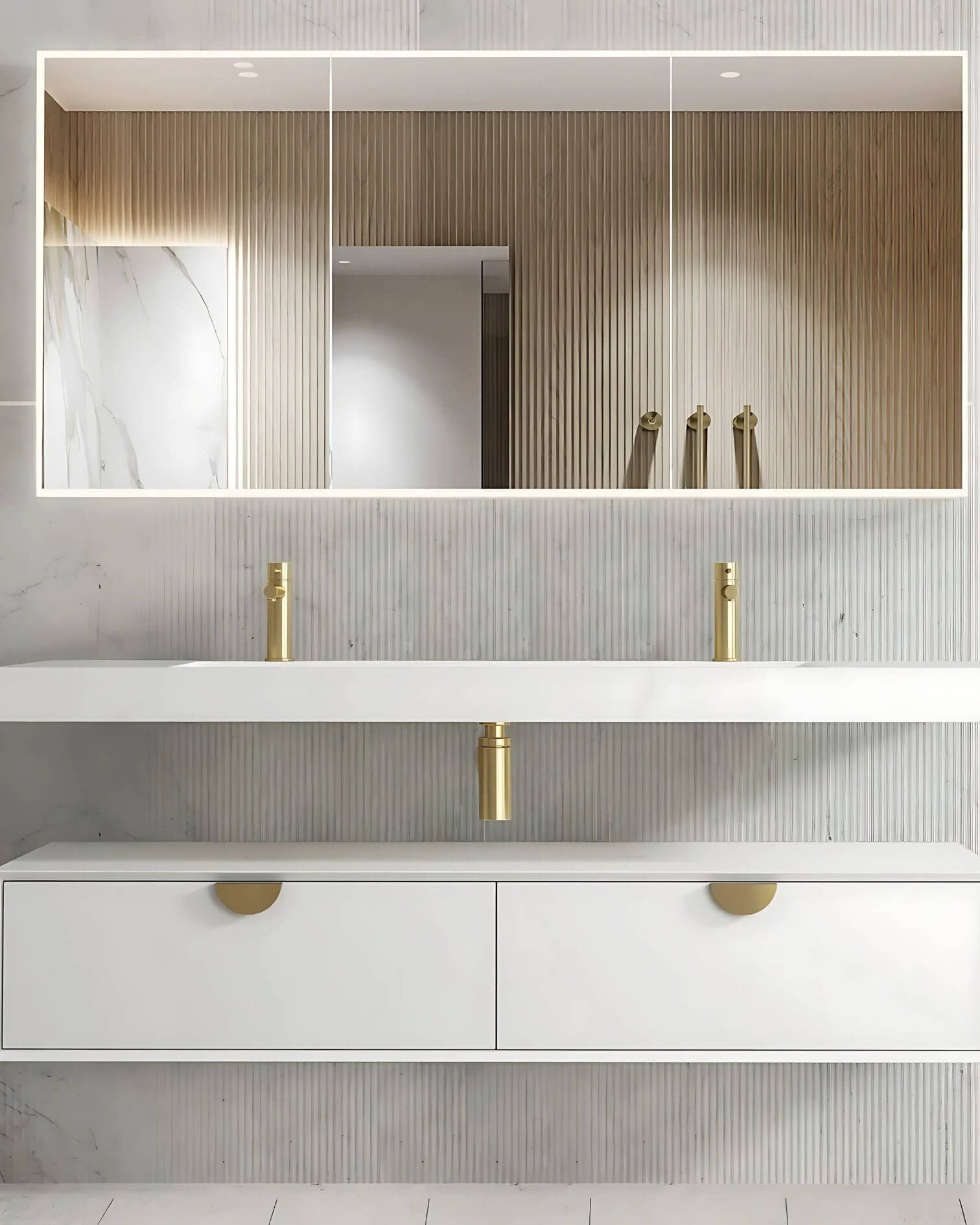 Elegant White Vanity Bathroom Ideas 8