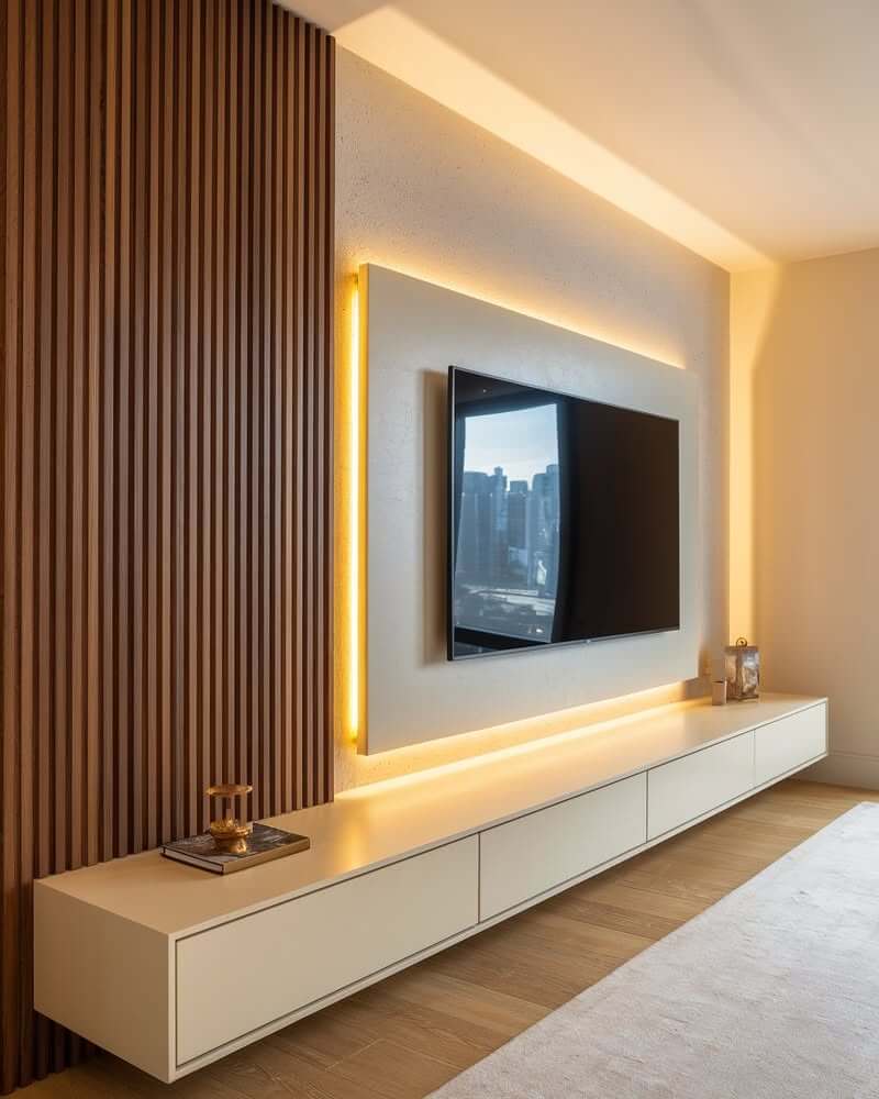 Transform Your Space: Innovative Modern Living Room TV Wall Ideas 11