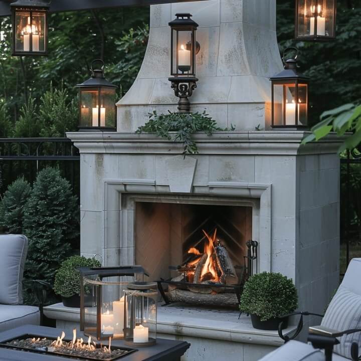 Enchanting Outdoor Fireplace Ideas to Elevate Your Backyard Oasis 22